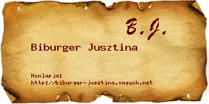 Biburger Jusztina névjegykártya
